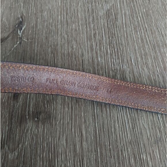 Brown Full Grain Cowhide Braided Belt Solid Brass Buckle Medium - Picture 4 of 6